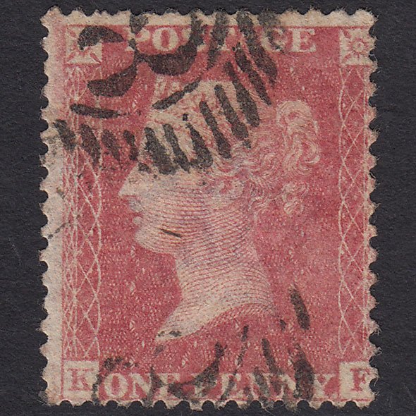GB QV 1857 1d Pale Rose (Plate 38) SG39-C10(3) KF GU London D&S Cancel