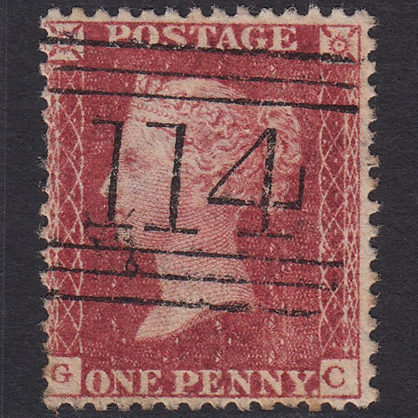 GB QV 1861 1d Rose-red Plate R16 SGC13(3) GC FU Dundee 114