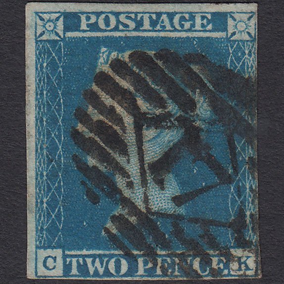 GB QV 1841 2d Blue (Plate 3) SG14-E1(2) CK FU 4 Margins London IS 17