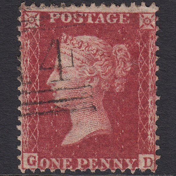 GB QV 1857 1d Deep Rose-red (Plate 60) SG41-C10(4) GD FU Dundee 114