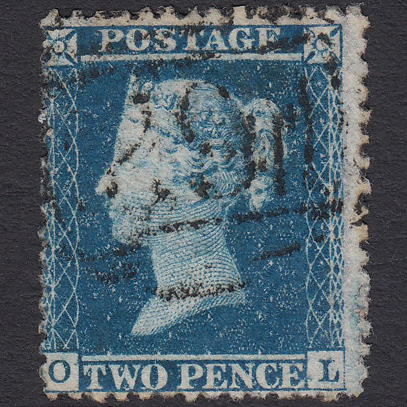 GB QV 1855 2d Blue (Plate 5) SG34-F6 OL GU Belfast 62 Irish Spoon