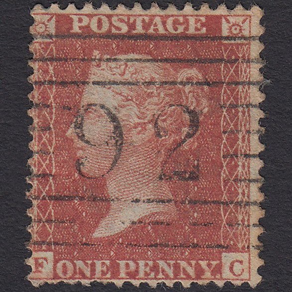 GB QV 1855 1d Red-brown (Plate 15) SG24-C3(1) FC GU Cupar Fife 92