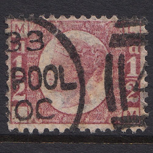 GB QV 1870 1/2d Rose-red (Plate 6) SG48-G4 LM FU Liverpool 466