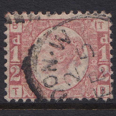 GB QV 1870 1/2d Rose (Plate 10) SG49-G4 TB FU CDS Cancel