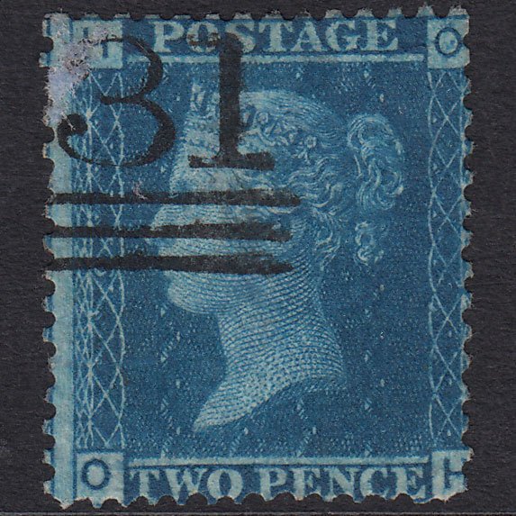 GB QV 1858 2d Blue (Plate 9) SG45-G2 OH GU Edinburgh 131 Reperfed