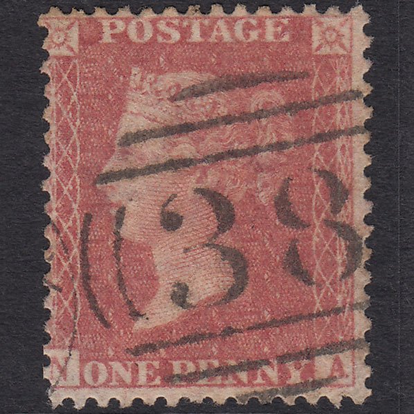 GB QV 1857 1d Pale Rose (Plate 36) SG39-C10(3) NA GU Aylesbury 38