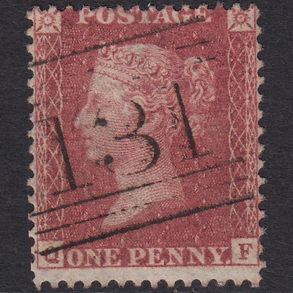 GB QV 1857 1d Deep Rose-red (Plate 57) SG41-C10(4) QF VFU Edinburgh 131