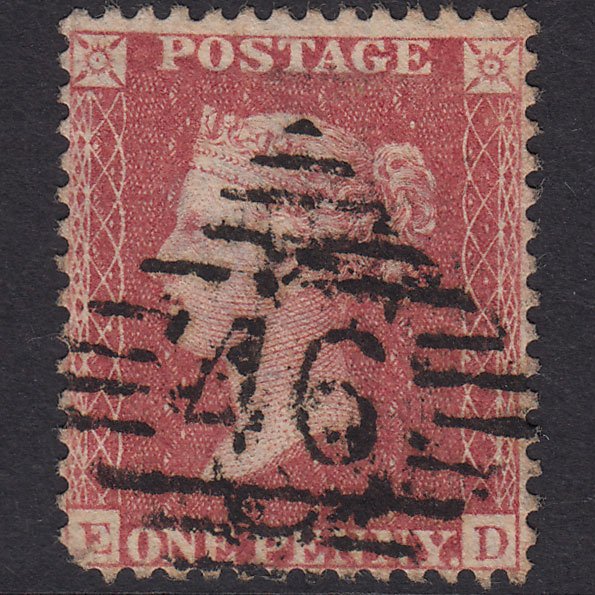 GB QV 1857 1d Rose-Red Plate 56 SG40-C10(1) ED GU Ballymena 46