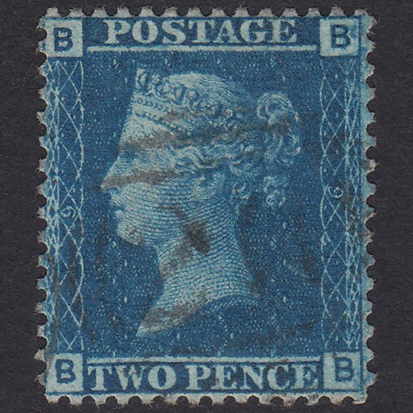 GB QV 1858 2d Blue Plate 9 SG45-G2 BB VFU Very Well Centred