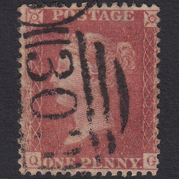 GB QV 1857 1d Rose-Red Plate 67 SG40-C10(1) QG FU Folkestone 303