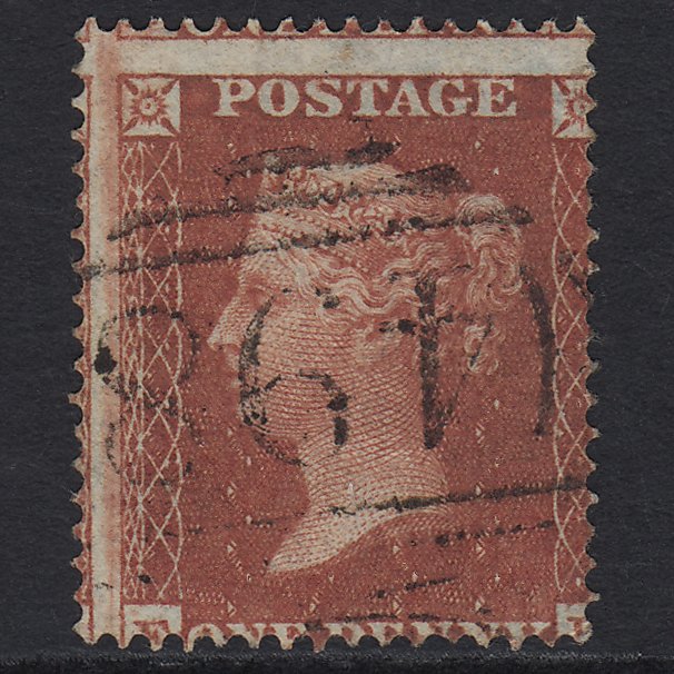 GB QV 1855 1d Red-brown SG21-C4(1) VFU Manchester 498 Large Misperf