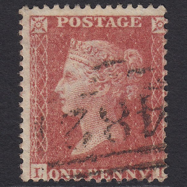 GB QV 1857 1d Rose-red (Plate 47) SG40-C10(1) LI FU Luton 482 Misperf