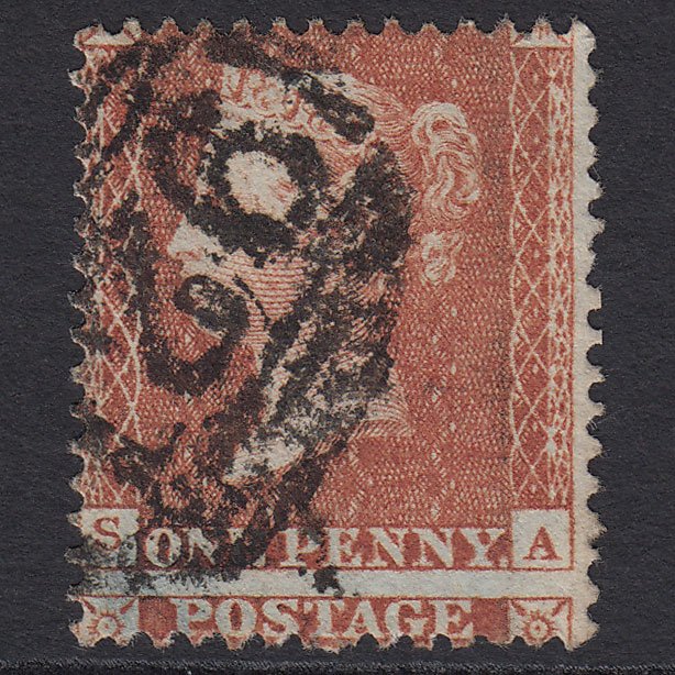 GB QV 1855 1d (Plate 6) SG24-C3(1) SA FU Workington 921 Huge Misperf