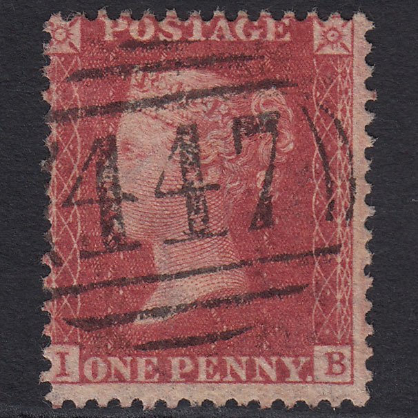 GB QV 1857 1d Rose-red (Plate 39) SG40-C10(1) IB FU Leeds 447