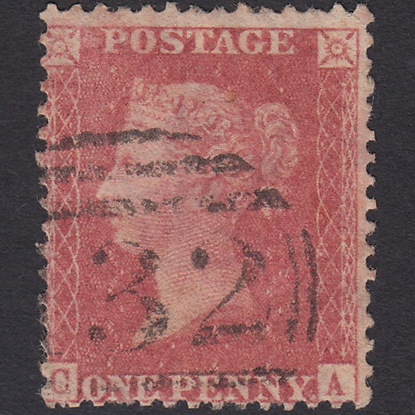 GB QV 1857 1d Rose-red (Plate 48) SG40-C10(1) CA GU Brighton 132