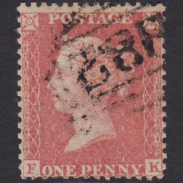 GB QV 1857 1d Pale Rose Transitional (Plate 34) SGC9A(1) FK GU