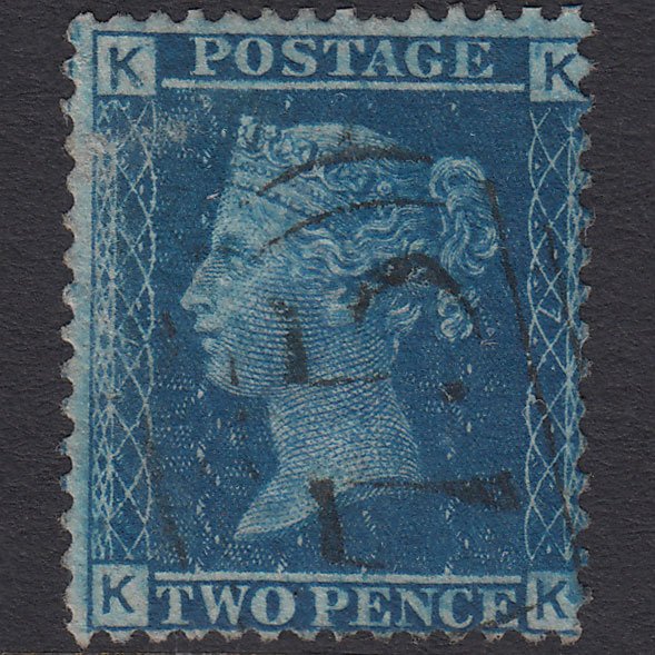 GB QV 1858 2d Blue (Plate 7) SG45-G2 KK GU Birmingham 75