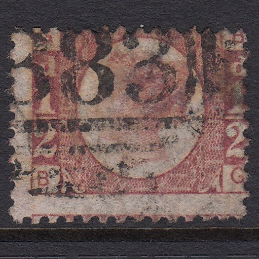 GB QV 1870 1/2d Rose-red (Plate 12) SG48-G4 BG GU Hull 383 Misperf