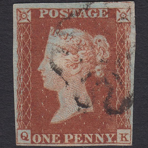 GB QV 1841 1d Red-brown (Plate 25) SG8-B1(1) QK GU Maltese Cross