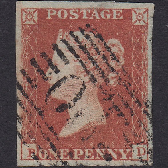GB QV 1841 1d Red-brown (Plate 95) SG8-B1(1) PD GU 4 Margins Scotland