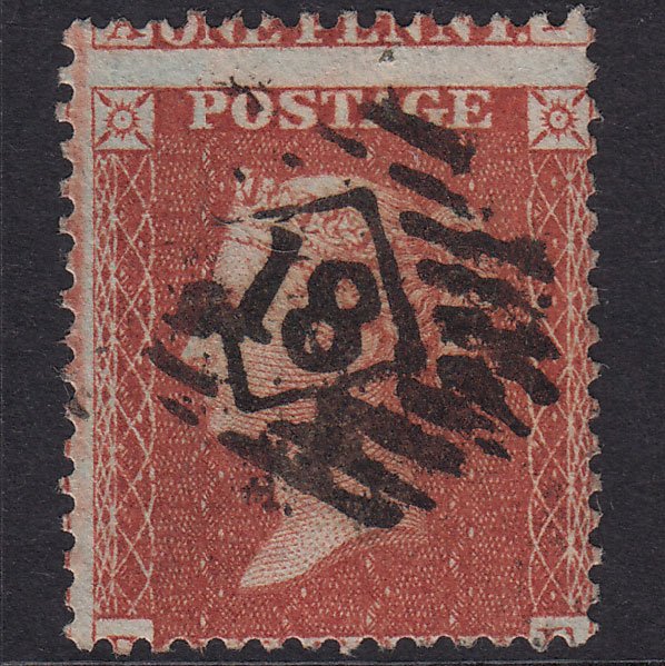 GB QV 1855 1d Red-Brown Plate 6 SG24-C3(1) BF GU London Is 18 Misperf