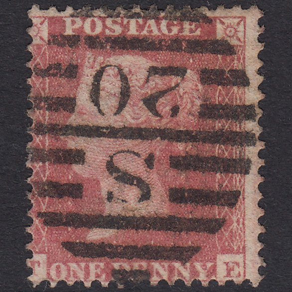 GB QV 1861 1d Pale Rose-Red Plate R15 SGC13(2) FU London D&S S20