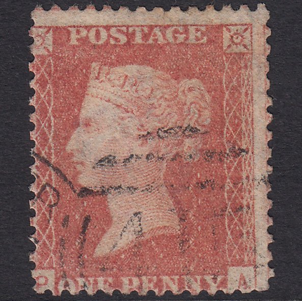 GB QV 1857 1d Pale Red Plate 36 SGC9(3) PA FU Kidderminster 415 Spoon
