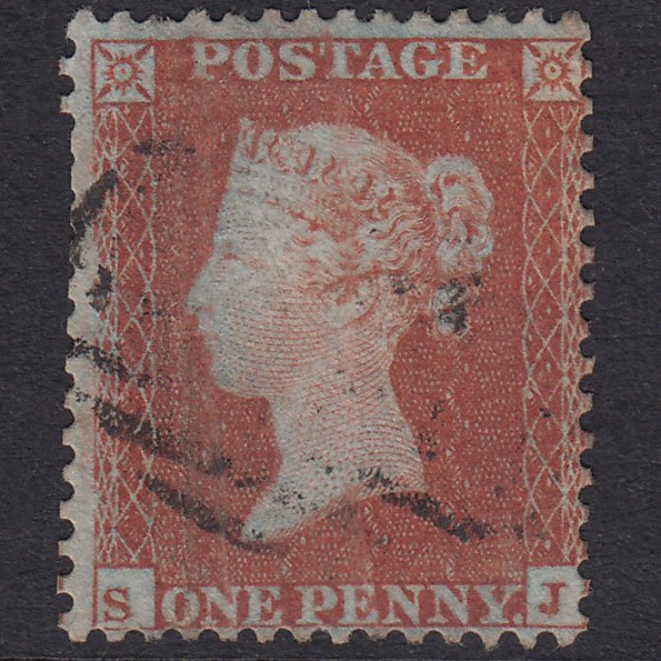 GB QV 1855 1d Red-Brown Plate R1 SG22-C2(1) SJ GU Light Cancel