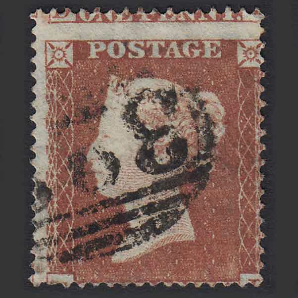 GB QV 1854 1d Red-brown (SG17) FU Large Misperf C1