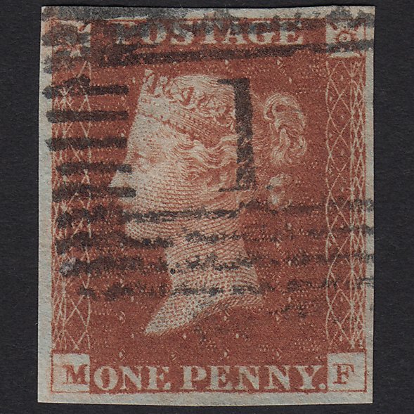 GB QV 1841 1d Deep Red-brown (Plate 67) SG10-B1(4) MF FU Aberdeen 1 4 Margins