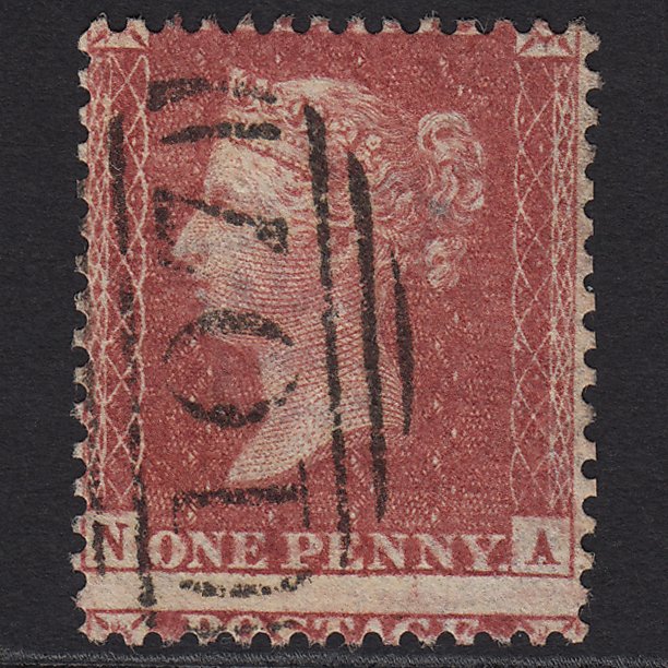 GB QV 1857 1d Rose-red (Plate 57) SG40-C10(1) NA FU Bradford 107 Large Misperf