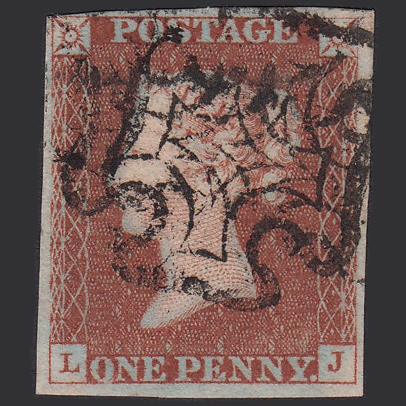 GB QV 1841 1d Red-brown Penny Black (Plate 9) SG7-A2 Ivory Head LJ FU nr 4M MX