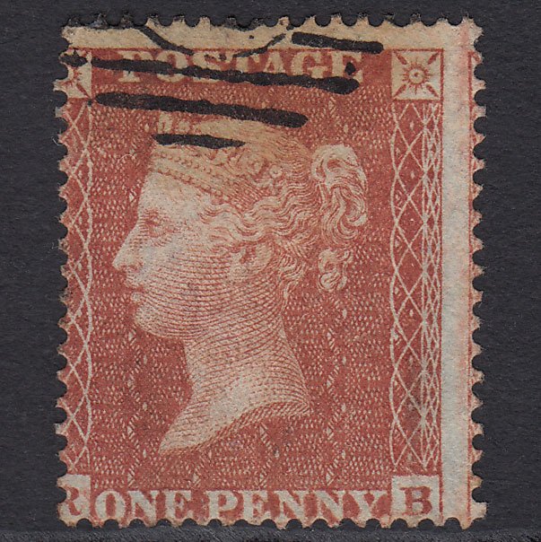GB QV 1855 1d Red-brown (Plate 10) SG21-C4(1) RB FU Light Cancel Misperf