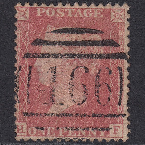 GB QV 1857 1d Pale Rose (Plate 66) SG39-C10(3) HF FU Liverpool 466