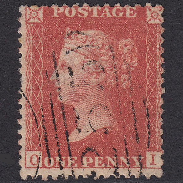 GB QV 1857 1d Bright Red Transitional (Plate 44) SGC9(4) OI FU Doncaster 255