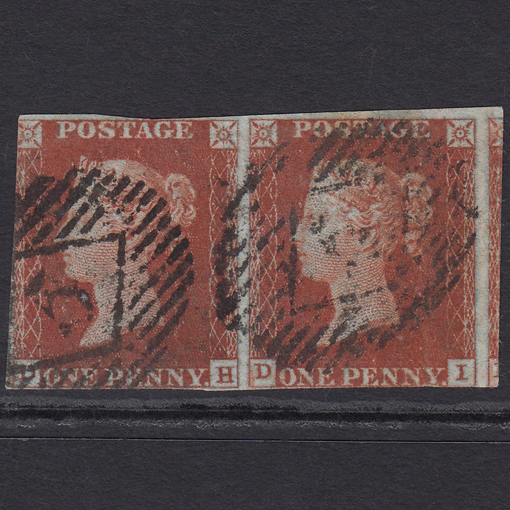 GB QV 1841 1d Red-brown (Plate 50) SG8-B1(1) DH-DI GU Pair London IS 5