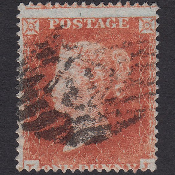 GB QV 1854 1d Orange-red (Plate 195) SG17-C1(5) LJ GU London IS Cancel Misperf