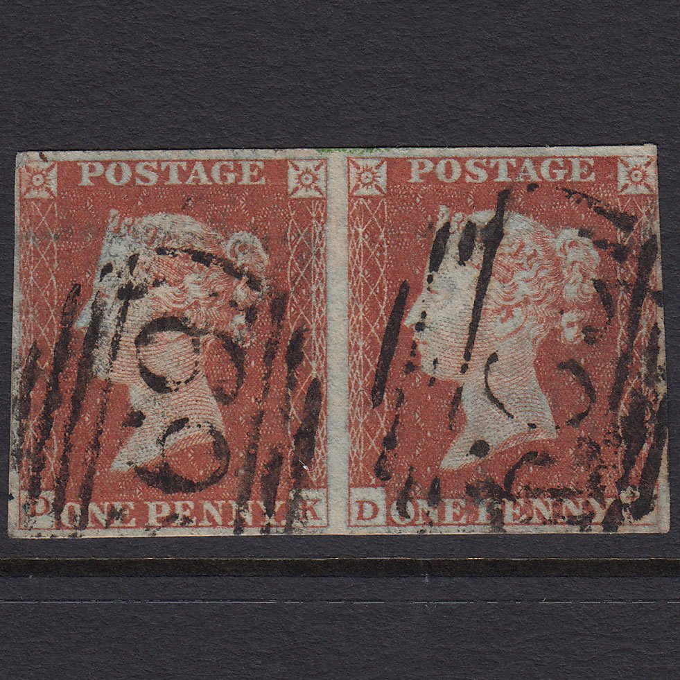 GB QV 1841 1d (Plate 42) SG8-B1(1) DK-DL GU Pair 4M Saffron Walden 669