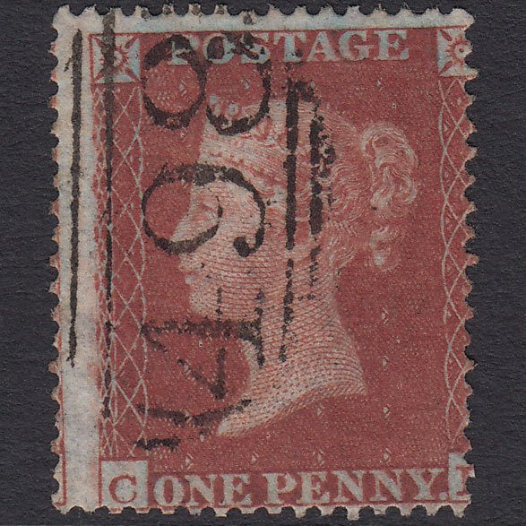 GB QV 1854 1d Red-brown SG17-C1(1) C? FU Manchester 498 Large Misperf