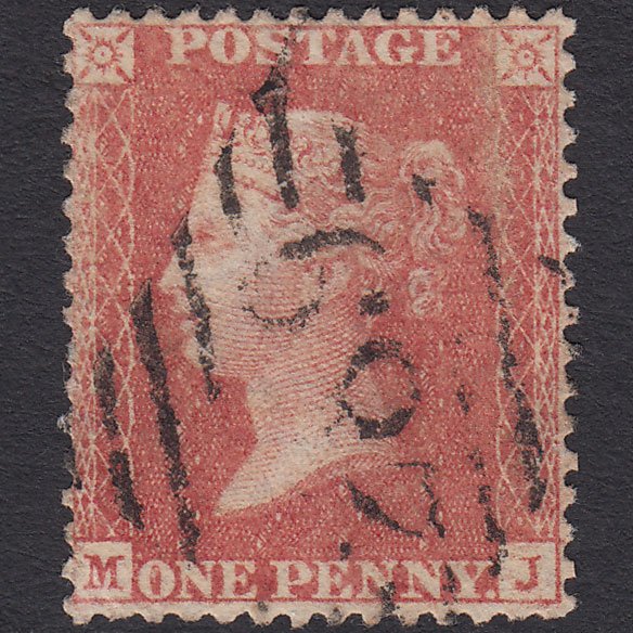 GB QV 1857 1d Pale Red Transitional (Plate 38) SGC9(3) MJ GU Kingstown 289