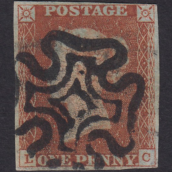 GB QV 1841 1d Red-brown (Plate 23) SG8-B1(1) LC GU Brighton Maltese Cross
