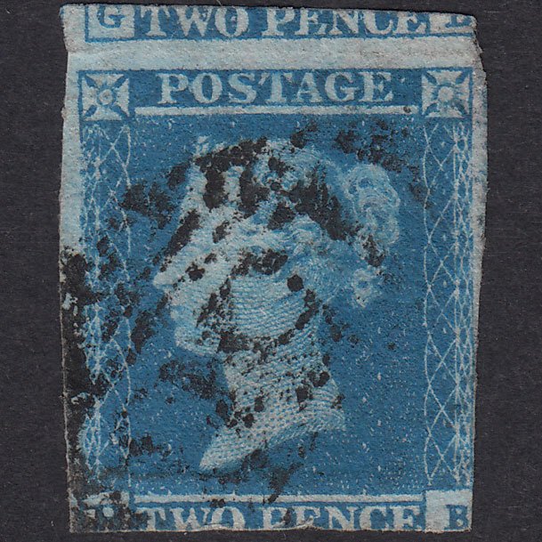 GB QV 1841 2d Blue Plate 4 SG14-E1(2) GB GU