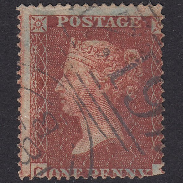 GB QV 1855 1d Plate 11 SGC6(1) CJ GU Blue-Black Peterborough 612