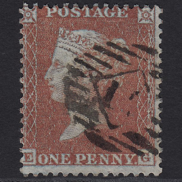 GB QV 1855 1d Red-brown (Plate 14) C6(1) EG FU London Framed Reverse