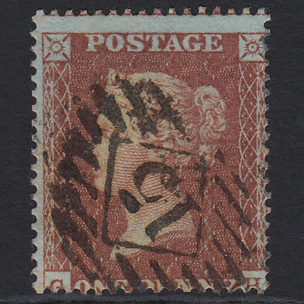 GB QV 1855 1d Red-brown (Plate 1) SG21-C4(1) GH GU London IS 15 Misperf
