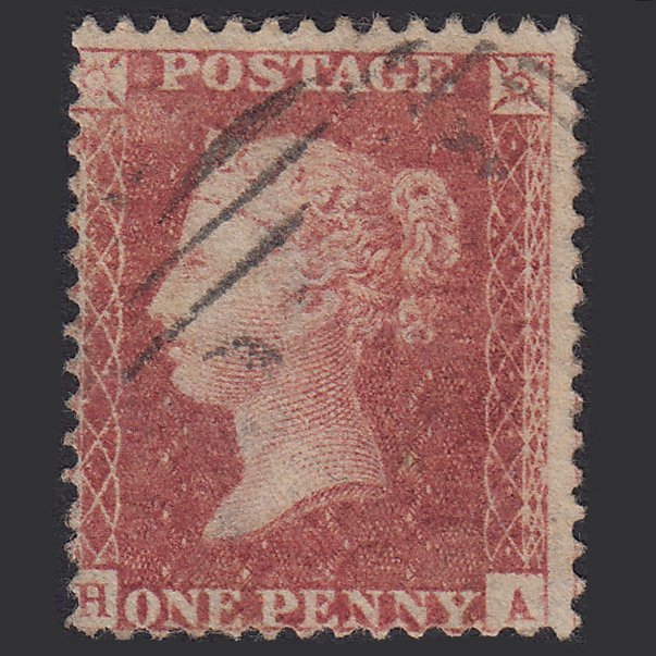 GB QV 1857 1d Rose-red (Plate 59) SG40-C10(1) HA FU Light Cancel Misperf