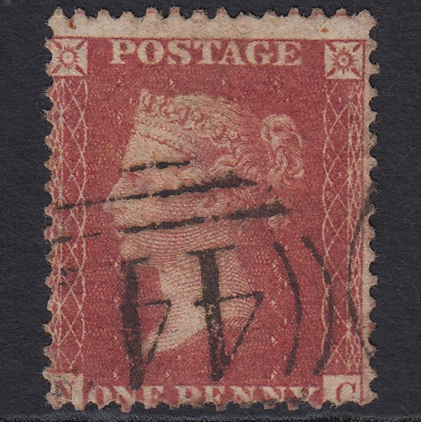 GB QV 1857 1d Rose-red (Plate 56) SG40-C10(1) NC GU Misperf
