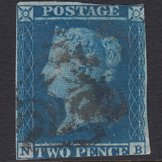 GB QV 1841 2d Blue (Plate 3) SG14-E1(2) NB GU Maltese Cross