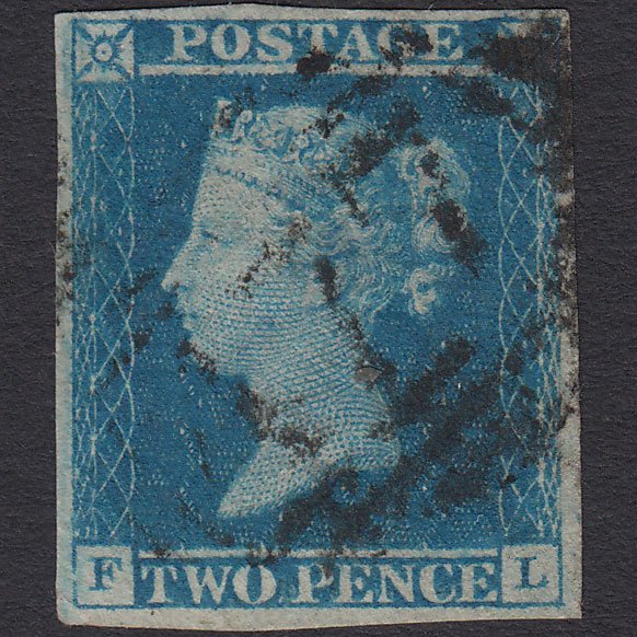 GB QV 1841 2d Blue (Plate 3) SG14-E1(2) FL FU 4 Margins Louth 477