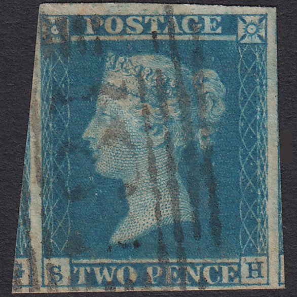 GB QV 1841 2d Blue (Plate 3) SG14-E1(2) SH GU 4 Margins Edinburgh 131